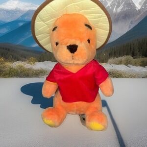 Vintage Large 20" Winnie The Pooh Stuffed Fair Carnival Bear by Best Toy Hat Kid